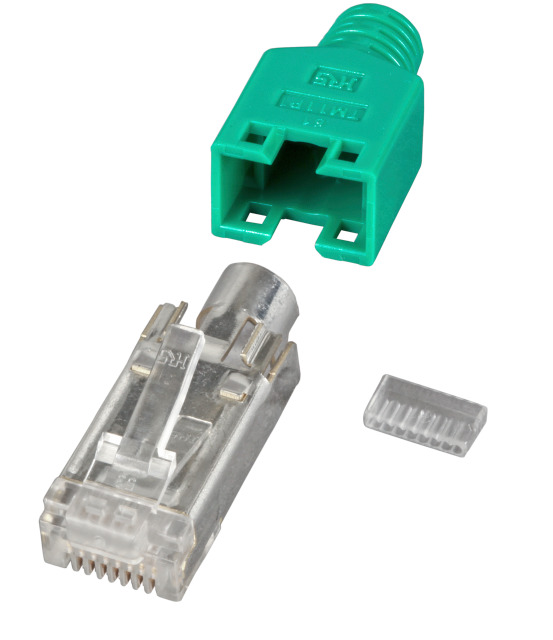 TP-Stecker STP Hirose,CAT5(TM11), 50-PACK,grün, incl.Tülle/Einführhilfe