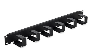 Triton 19"zbh. Kabelführungsplatte mit 6 Metallbügeln mit Schrägen für LWL Kabel, 1HE, Lichtgrau, Rangierpanel,