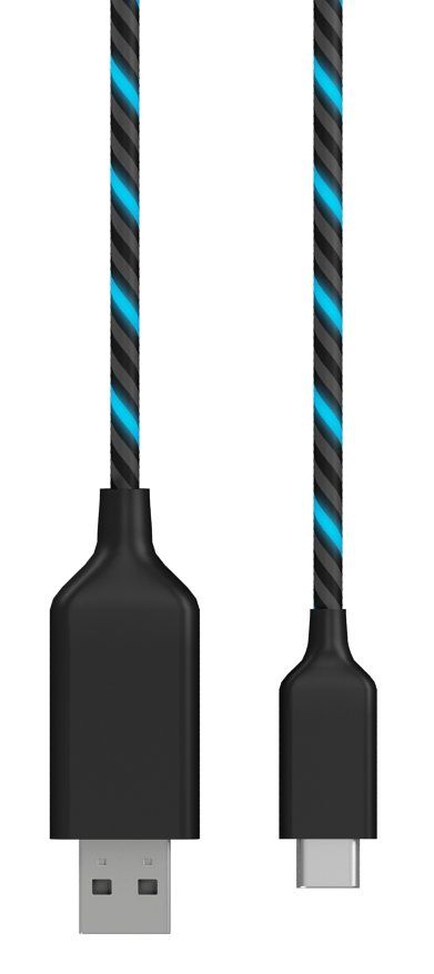 ICY Box USB 3.1 Type C Datenkabel auf USB 2.0 Type A, elektrolumineszentes Kabel, IB-CB022EL-C,