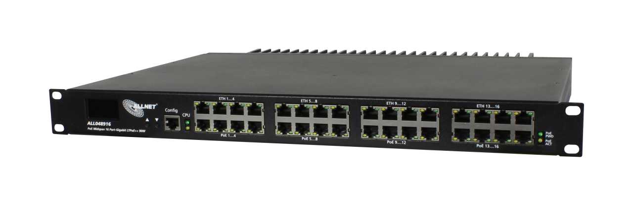 ALLNET ALL048916 / Power over Ethernet 16 Port Midspan LT PoE 90W