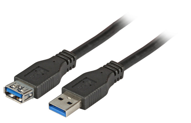 Kabel USB3.0, 1,0m, A(St)/A(Bu),  Verlängerung, schwarz, Classic