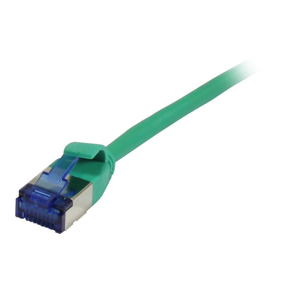 Patchkabel RJ45, CAT6A 500Mhz, 0.15m, grün, U/FTP, slimline rund d=3,8mm, TPE(Superflex), AWG32, Synergy 21