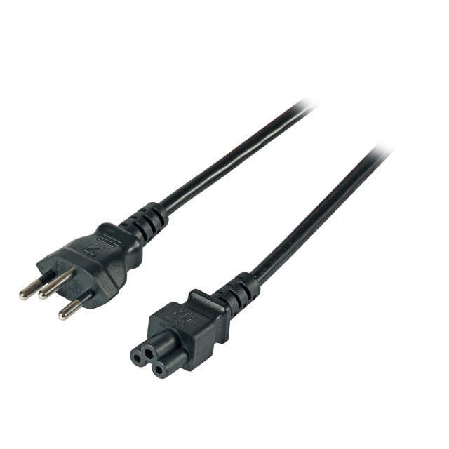 Netzkabel 230V Schweiz(Stecker)/Kaltgeräte C5(Buchse,Michymouse), 1,8m,Black