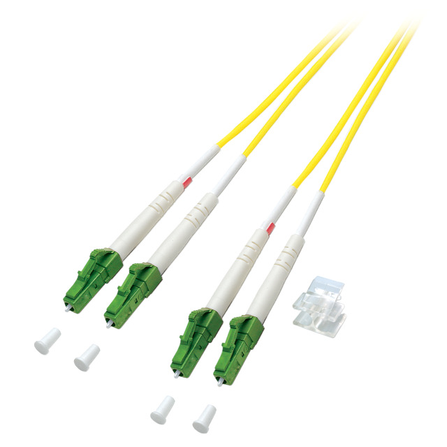 LWL-2-Faser-Patchk.  2mtr.LC(APC 8)-LC(APC 8), 9/125um, Schrägschliff beide Seite!