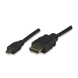 Kabel Video HDMI-HDMI (MicroD), ST/ST,  1m, 4k/60Hz, schwarz, für z.b. Raspberry