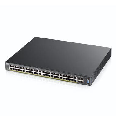 Zyxel Switch XGS2210-52HP, 48x Gigabit PoE&plus; Ports, 4x SFP&plus; 10G, full managed, L2, 375W
