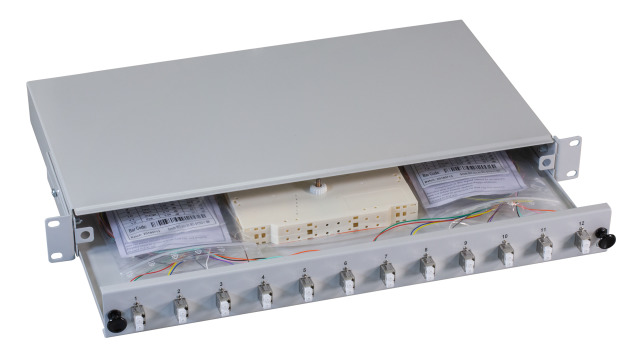 LWL-Patchpanel Spleisbox,19", 24xLC-Duplex,  9/125um