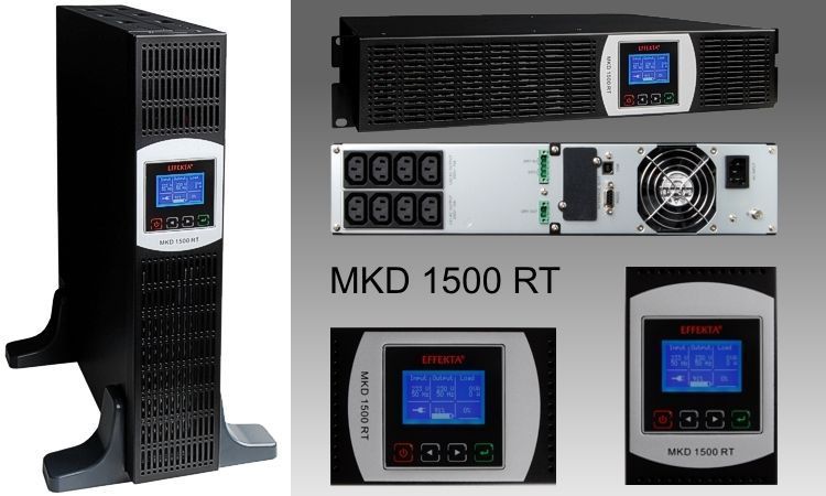 Effekta Online-USV, 1500VA,  18min.LCD-Display, MKD1500RT, Tower/19", 4HE,