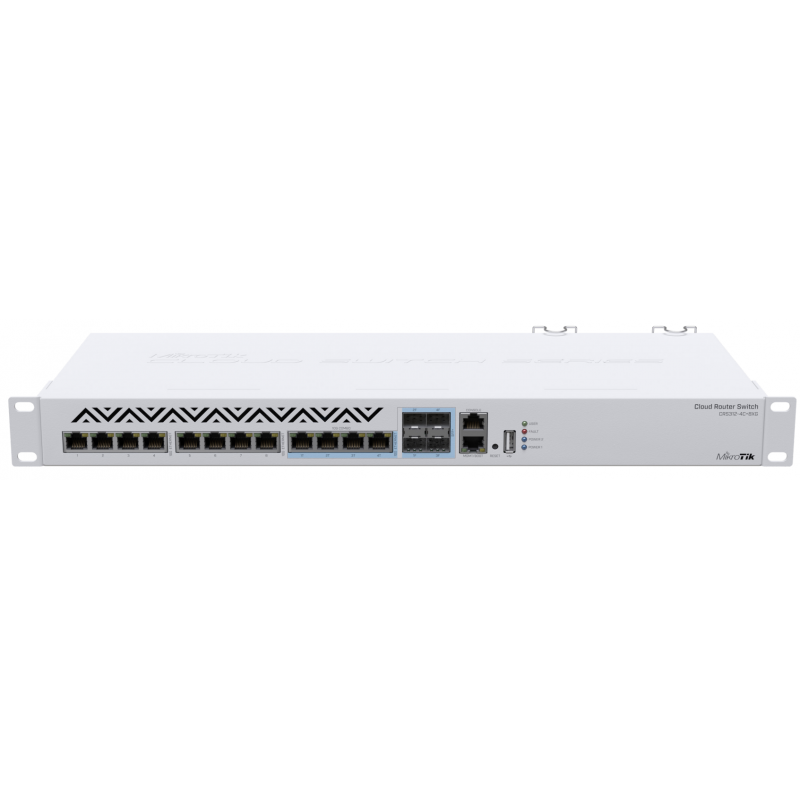 MikroTik Cloud Router Switch CRS312-4C&plus;8XG-RM, 8x 10GB RJ45 Ports, 4x Combo 10GB (RJ45/SFP&plus;), Rackmount