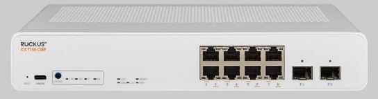 CommScope Ruckus Networks ICX 7150 Compact Switch, 8x 10/100/1000 PoE&plus; ports, 2x 1G SFP uplink-ports, 62W PoE budget, L2, stacking not supported, 3-ye