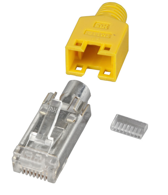 TP-Stecker STP Hirose,CAT5(TM11), 50-PACK,gelb, incl.Tülle/Einführhilfe