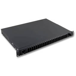 LWL-Patchpanel für 12xSC-Duplex-Buchsen, 19"/1HE, ohne SC-Kupplungen, ausziehbar, Schwarz
