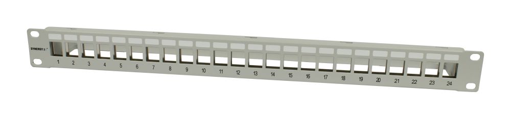 Patch Panel 24xTP,CAT8.1 incl.Keystone Slim-line, 19", 1HE(t 94mm), Lichtgrau, Synergy 21,