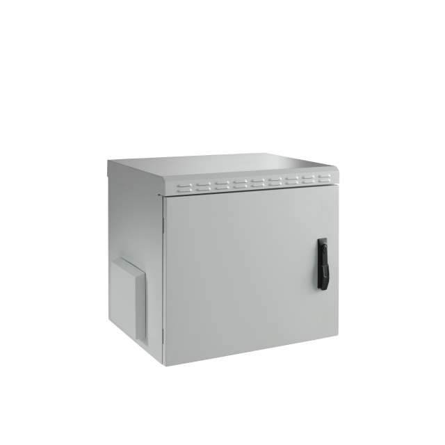 Wandgehäuse 19", IP55, 16HE, 1-teilig, T450/H810mm,  Stahlblechtüre, Lichtgrau,