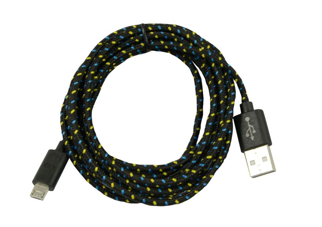 Kabel USB2.0, 2m, A(St)/MicroB(St), textil/schwarz, Synergy 21,