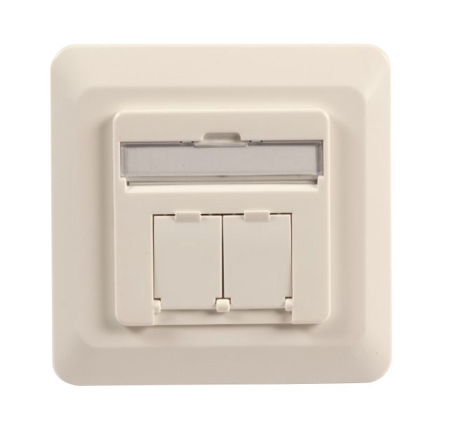 Dosen TP,UP, 2-fach, CAT6, 250Mhz, Reinweiss, Kabeleingang rechts/links,