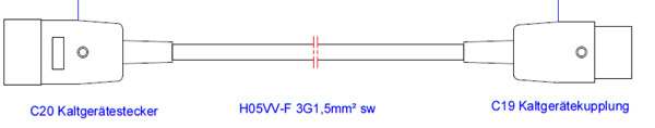 Bachmann Kabel, Verlängerung, Dose(C20)->Stecker(C19),  1.0m,