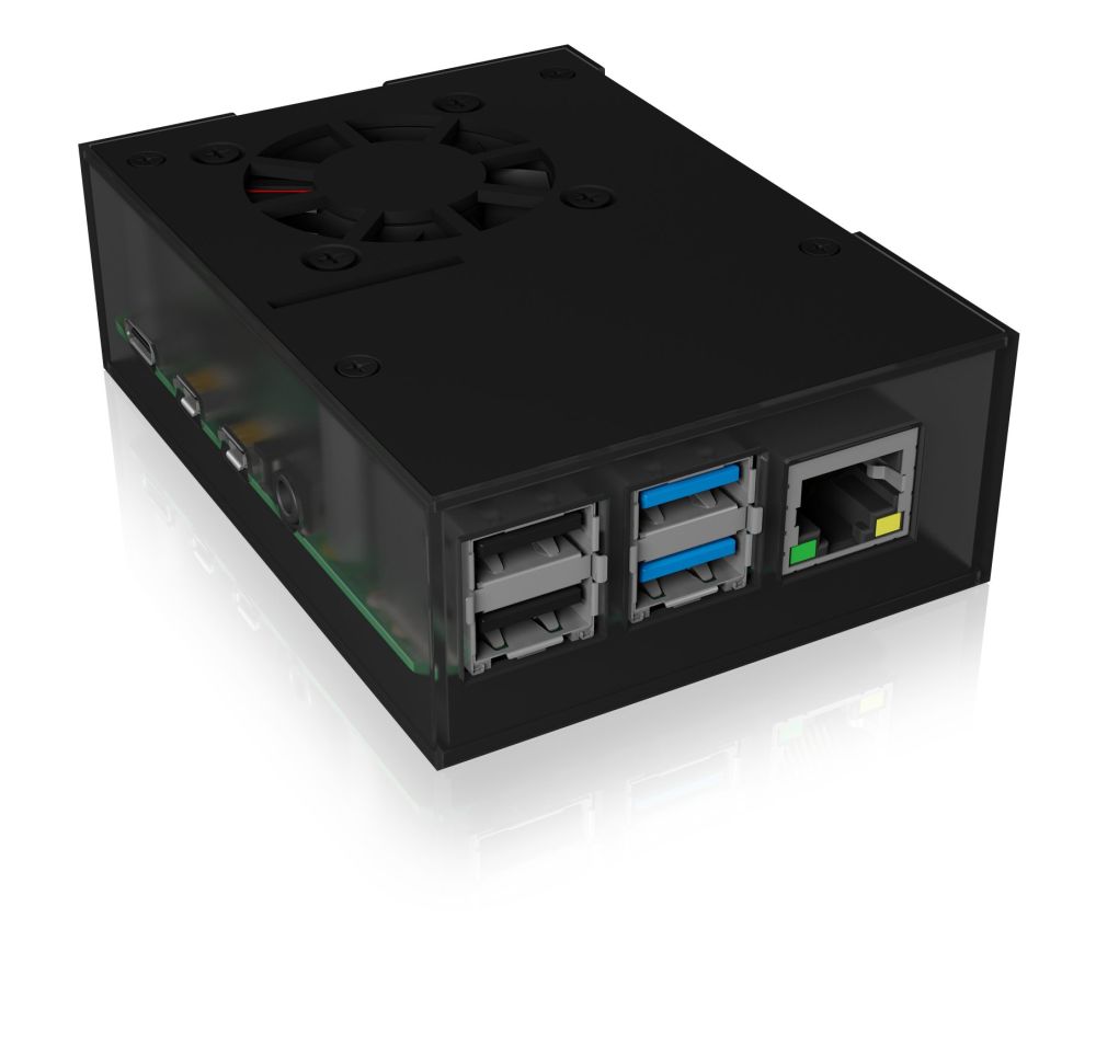 ICY Box Schutzgehäuse für Raspberry Pi® 4, schwarz, IB-RP108,