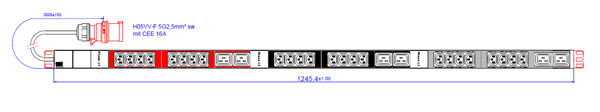 ALLNET 19"zbh. Steckdosenleiste,24xKaltgeräte(C13)&plus;6xC19->Stecker(CEE 16A), Bachmann