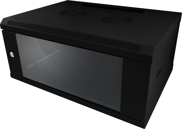 ALLNET 19"Wandgehäuse,  9HE, 1-teilig, T450mm, Schwarz, SMC-Serie,
