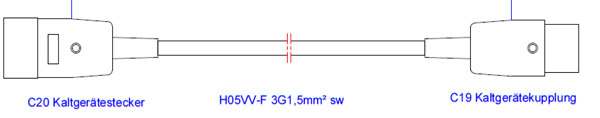 Bachmann Kabel, Verlängerung, Dose(C20)->Stecker(C19),  0.75m,