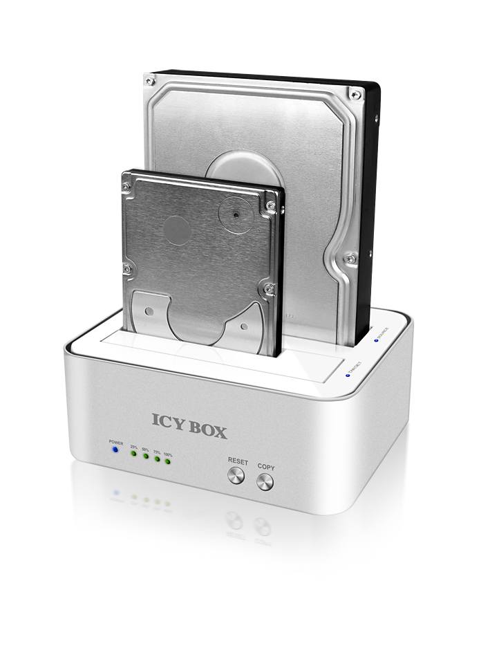 ICY Box Dockingstation, ext.SATA 2x 2, 5"&plus;3, 5"/USB 3.0, Alu,