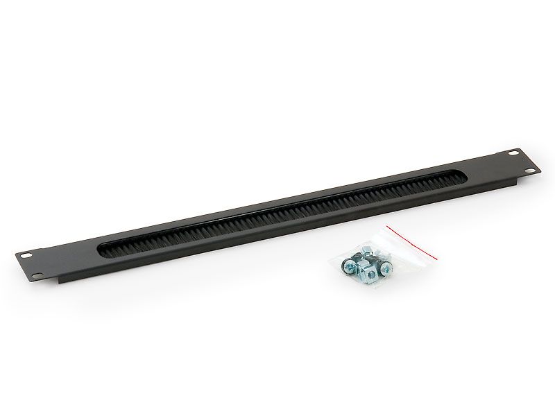 Triton 19"zbh. Kabeldurchführungsplatte mit Bürste, 2HE, Schwarz,
