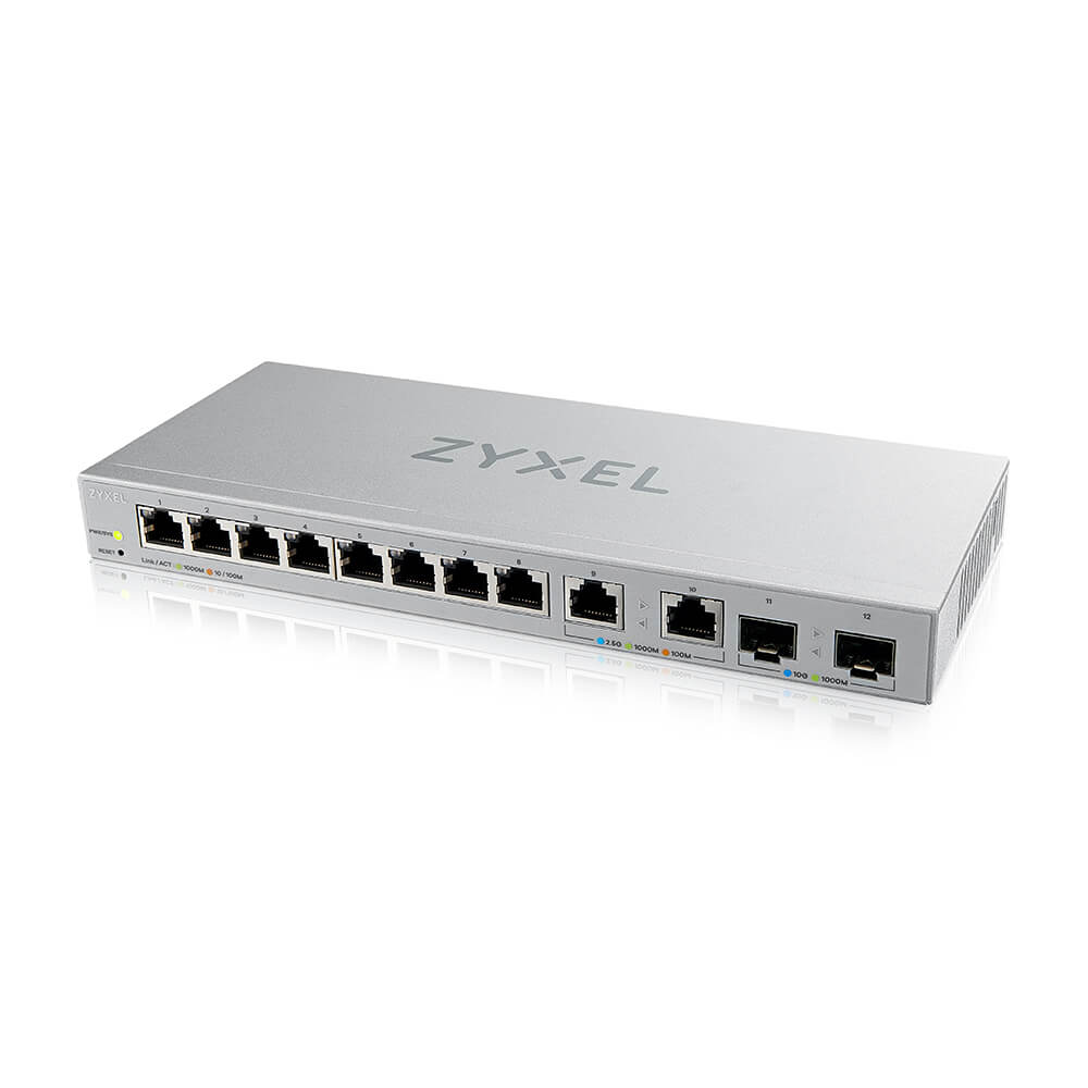 Zyxel Switch XGS1210-12, 8x Gigabit Ports, 2x 2.5G, 2x 10G SFP&plus;, managed