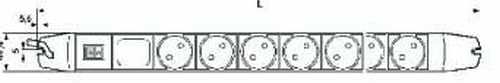 Knürr(Vertiv) zub.Steckdosenleiste,  6xDosen(CEE7)->Stecker(CEE7), Schalter,