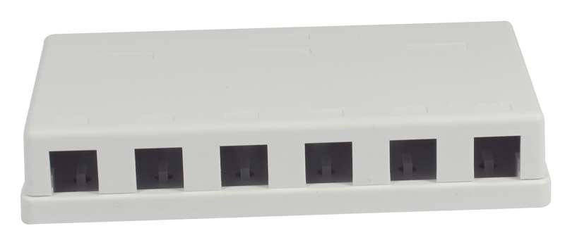 Patch Panel  6xTP-TP(Kupplung),CAT6A, incl.Keystone, Aufputz ABS, Weiss, Synergy 21,