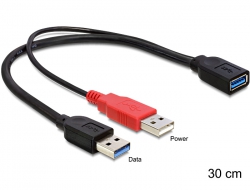 Kabel USB3.0 A (2xSt) => A (Bu) 0.3m *DeLock*