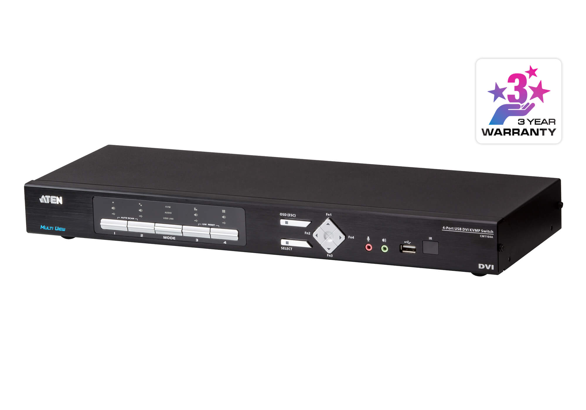 Aten KVM-Switch  4-f. Audio/USB/DVI, 4K, Multi-View,