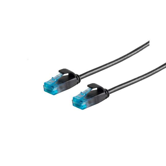 Patchkabel RJ45 UTP(U/UTP). 5m schwarz, CAT6, PVC, slimline d=3.5mm,