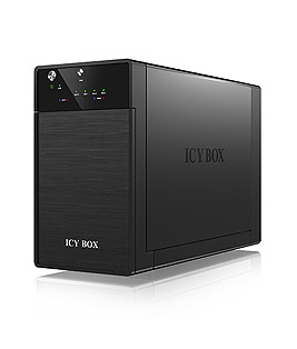 ICY Box Gehäuse, ext.SATA 3, 5" 2x/ESATA&plus;USB 3.0, Raid, Black, IB-RD3620SU3