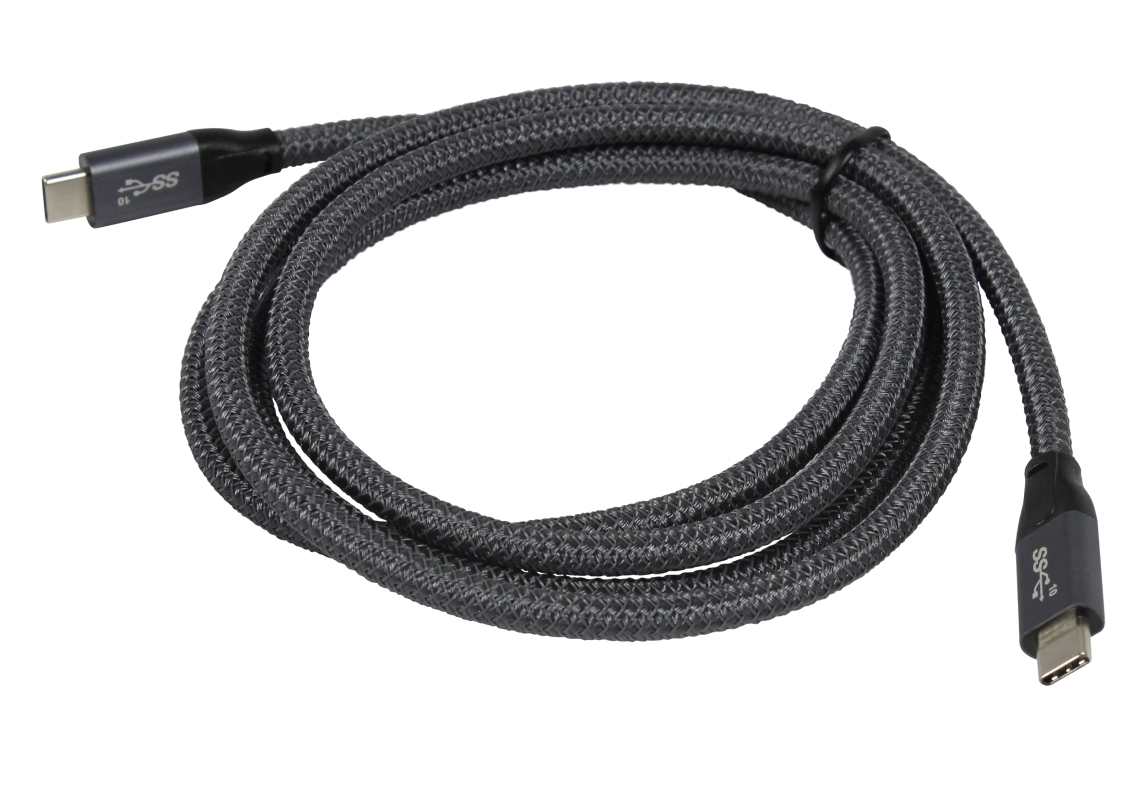 Kabel USB 3.1, 2,0m, C(St)/C(St), Silber-Grau, 10G/5A, Gen 2, E-Marker Chip, aktives PD USB-C