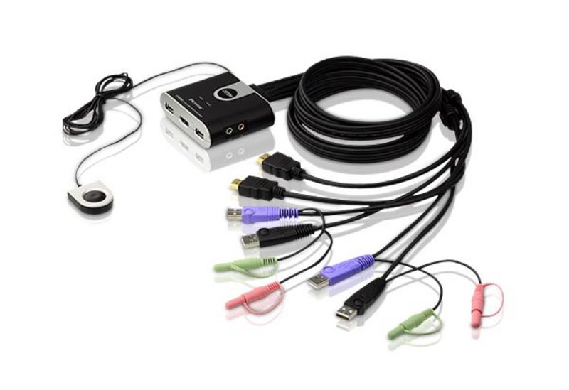 Aten KVM-Switch  2-f. Audio/USB/HDMI