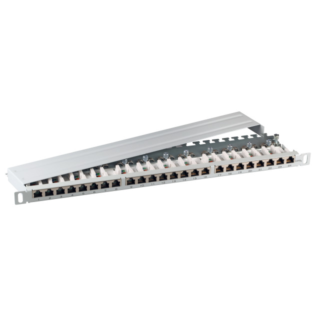Patch Panel 24xTP, CAT6A, 500Mhz, 19", Lichtgrau, 0, 5HE