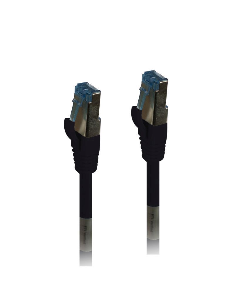 Patchkabel RJ45, CAT6A 500Mhz, 0.5m, schwarz, S-STP(S/FTP), PUR(Außen/Outdoor/Industrie), AWG26, Synergy 21