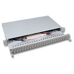 LWL-Patchpanel Spleisbox,19", 24xST, 50/125um,ausziehbar,OM3