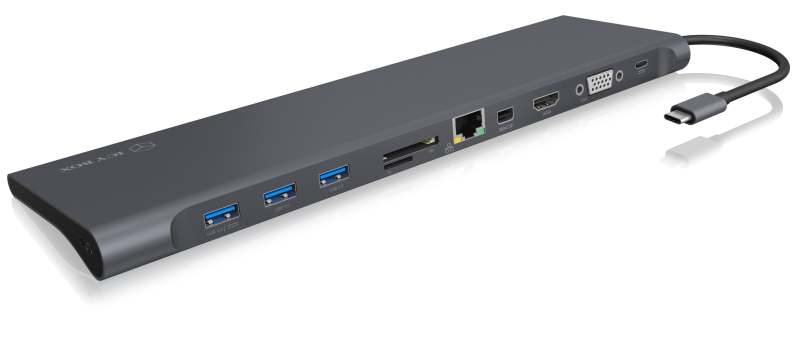 ICY Box Adapter, USB 3.1 Type-C Multi Dockingstation(HDMI/Mini DP/VGA/USB 3.0 Type-A&plus;C/LAN),IB-DK-2102C