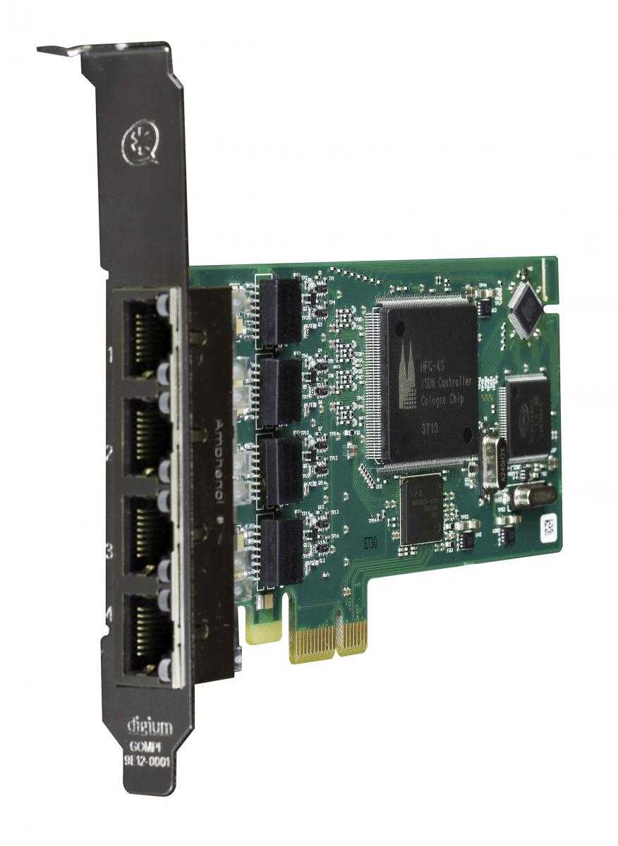 Digium PCIe 4-Port S0 Karte Quad Span BRI card &plus; EC (B433)