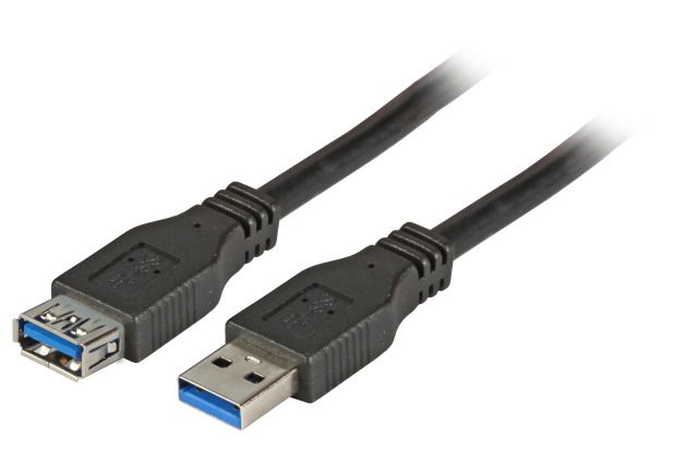 Kabel USB3.0, 3m, A(St)/A(Bu),  Verlängerung, schwarz, Classic