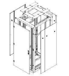 Triton 19"Schrank Flat-Pack, Front/Rückrahmen B800mm, 42HE, Rahmen mit Tür(2-teilig Vollblech), lichtgrau, bis 800KG, zerlegt,